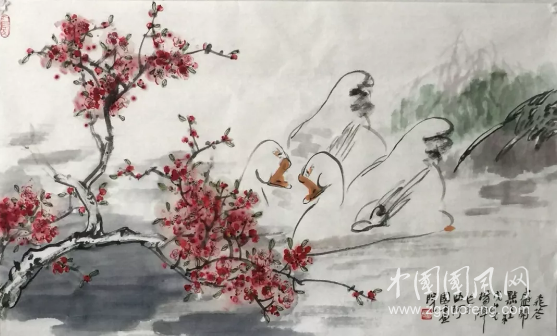 桃花盛開點點紅
